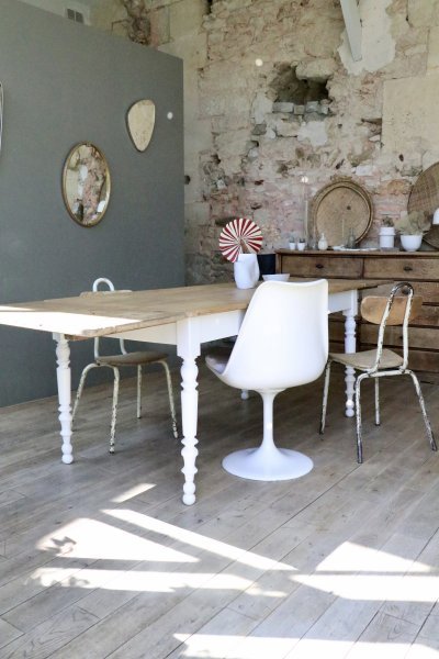 table piétement blanc et rallonges