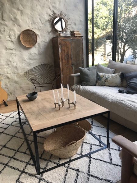 Table basse metal et bois